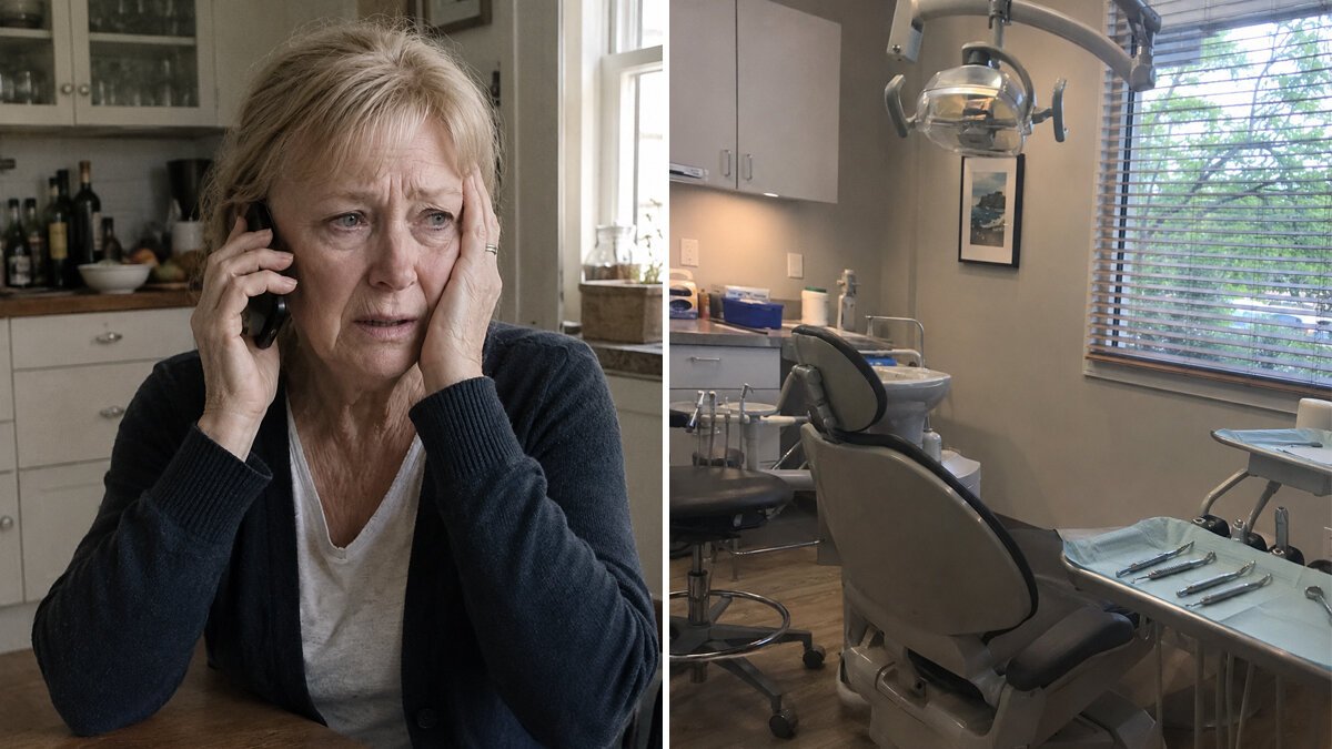 Woman concerned about health and dental office